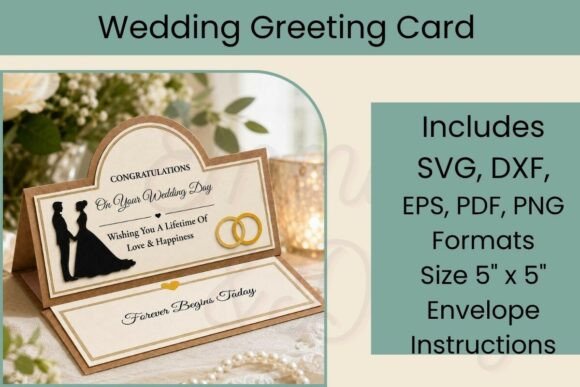Download 3D Easel Wedding Card SVG Template - Template Collection