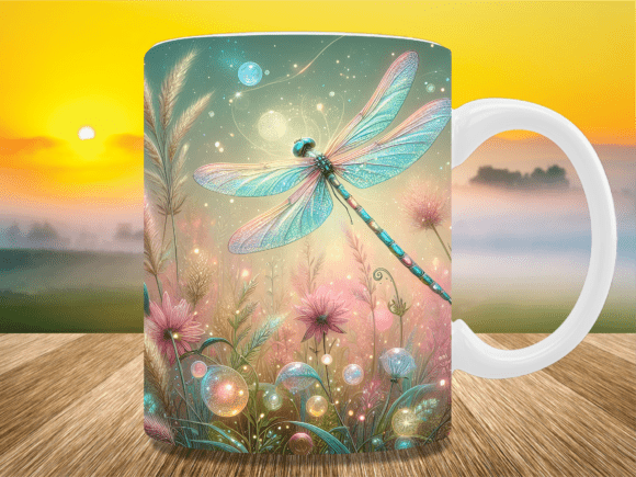 Download Golden Sunset Dragonfly Mug Wrap - Golden Collection