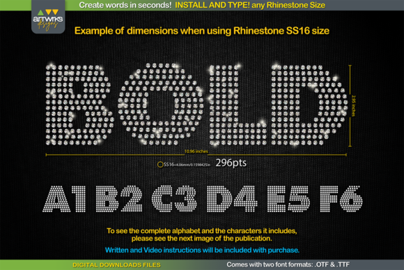 Download RS04 Modern DIY RHINESTONE TTF Template - Template Collection